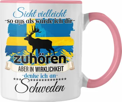 Produktbild von Trendation - Schweden Geschenk Tasse Schweden Liebhaber Geschenkidee Lustiger Spruch (Rosa)