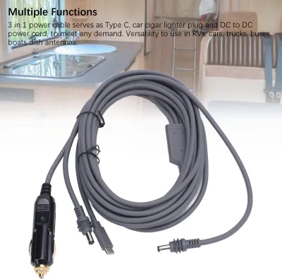 Obrázek produktu pro 16ft satelitní napájecí kabel do zapalovače cigaret 18AWG vodotěsný kabel pro karavany, osobní automobily, nákladní automobily, autobusy, lodě, antény DC12V až 24V