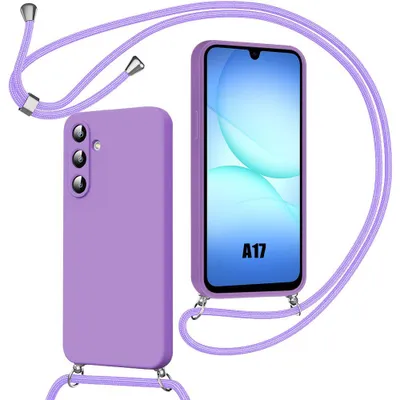 Image de Coque pour Samsung Galaxy A17 4G/5G, Protection Silicone Liquide Souple Slim Violet avec Cordon