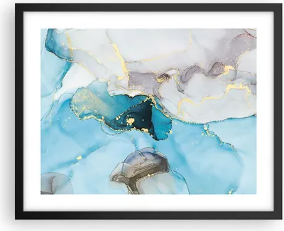 Produktbild von Gerahmtes Poster - Schwarzer Rahmen - Marmor Modern Blau - 50x40 cm - Wand Bild - Wanddeko - Wandbilder - Kunstposter - Wandposter - Bilderrahmen - Bilder - Kunstdruck - P2BAA50x40-4792