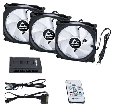 Immagine prodotto di Ventola Chieftec 120 mm TORNADO CF-3012-RGB (Set di 3 ventole incl. Cont)