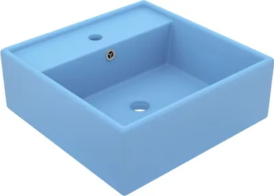 Image de Lavabo carré à trop-plein Bleu clair mat 41x41 cm Céramique