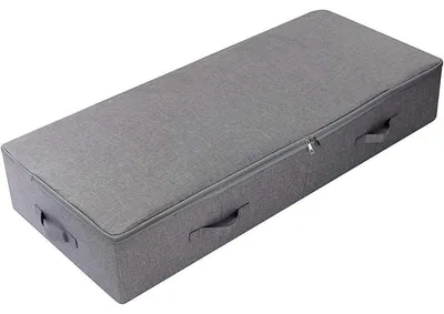 Image de Boîte de rangement avec couvercle, 100x43x18 cm, gris foncé, étanche à la poussière, respirante, pliable