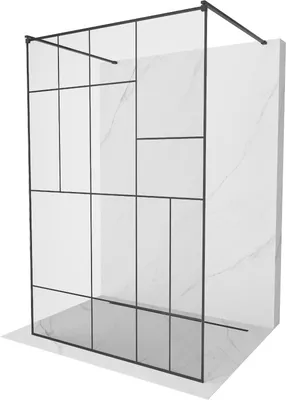 Produktbild von Mexen Kioto freistehende Duschwand 100 x 200 cm, Transparent/Schwarzes Design 8 mm, Schwarz - 800-100-002-70-78