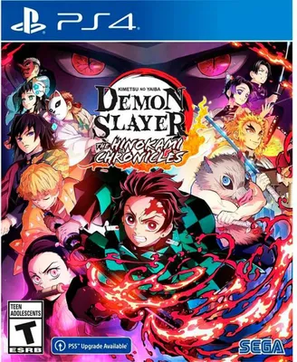 The image is the cover art for the video game Demon Slayer: The Hinokami Chronicles for PlayStation 4.