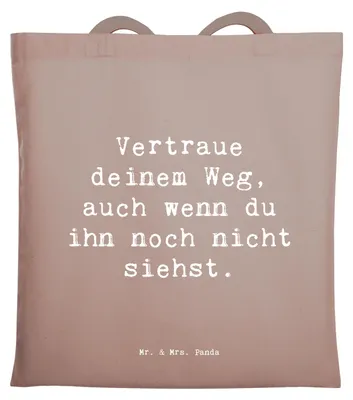 Produktbild von Mr. & Mrs. Panda Tote Bag Spruch Zukunftsplanung Ungewissheit akzeptieren - Braun Pastell - Geschenk, Jutebeutel, Entscheidungen, Tasche, Zuversicht, Beutel, Schultasche