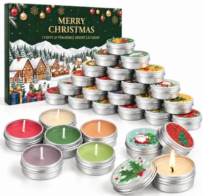 Zdjęcie produktu dla Kalendarz Adwentowy 2026 Świece Zapachowe Kalendarz Adwentowy Świece 2026 Kalendarz Świąteczny Scented Candles 24 Dni Odliczanie Podgrzewacze Prezenty