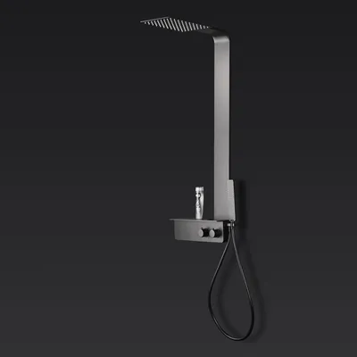 Produktbild von Duschsystem NT038 Pro - Edelstahl - Thermostat - Schwarz, matt