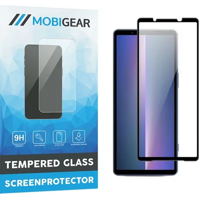 Produktbild von Mobigear Premium Displayschutz für Sony Xperia 5 V, gehärtetes Panzerglas, Displayschutzfolie - kompatibel mit Hüllen - Schwarz
