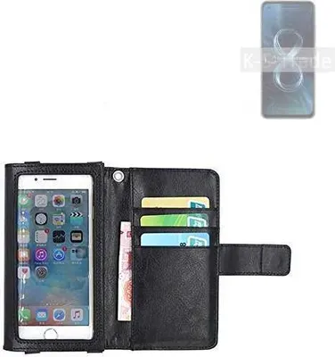 Produktbild von K-S-Trade Handy Hülle Schutz Hülle Kompatibel mit Asus Zenfone 8 Case mit Displayschutz / Schutzfolie Flip Cover Wallet case Etui Hülle schwarz