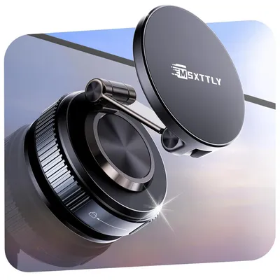 Zdjęcie produktu dla Uchwyt do telefonu samochodowy magnetyczny, kompatybilny z MagSafe, iPhone 17-12 oraz Android, obrotowy o 360°, czarny