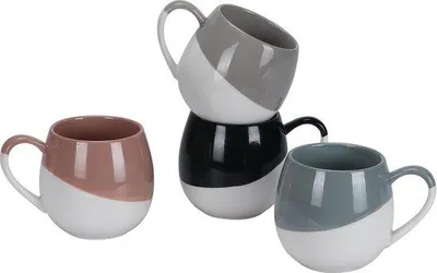 Productafbeelding van Keramische koffiekopjes set - 4-delig, 450 ml, geschikt voor magnetron en vaatwasser