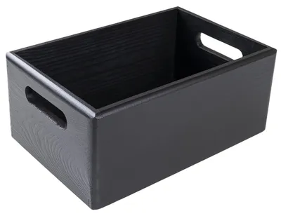 Immagine prodotto di Solidchoice - Grande scatola di stoccaggio in legno con maniglie, colore nero