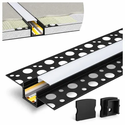 Produktbild von MasterLED LED-Trockenbauprofil 2 m Schwarz für Gipskarton mit Milchabdeckung