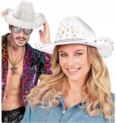 Produktbild von Widmann Cowboyhut Weiß mit Strasssteinen für Karneval