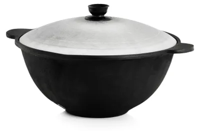 Image de Fonte Kazan 3,5L NAMANGAN Couvercle Marmite de camping Kazan WOK Bouilloire Camping BBQ Asia