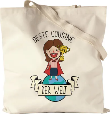 Produktbild von Beste Cousine Der Welt Jutebeutel Stoffbeutel Canvas Lieblingscousine Geschenkidee Geburtstag Verwandtschaft Tante Onkel