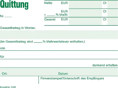 Produktbild von Quittungsblock A6 50 Blatt Packung mit 20 Stück