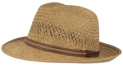 Strohhut mit geflochtener Garnitur in beige