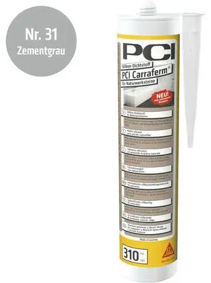 Produktbild von PCI Carraferm® Silikon Dichtstoff für Naturwerksteine zementgrau 310 ml
