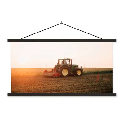 Produktbild von MuchoWow® Textilposter Traktor - Feld - Bauernhof - Landwirt - Horizont 90x45 cm mit schwarzem Rahmen - Klemmleisten