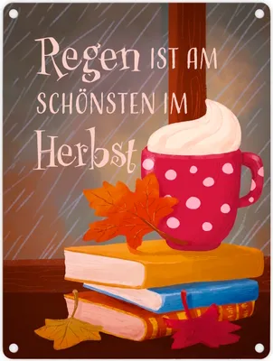 Produktbild von Regen ist am schönsten im Herbst Metallschild in 15x20 cm