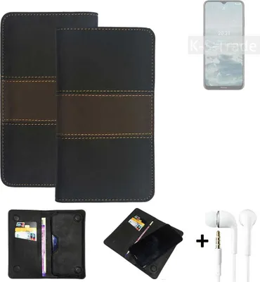 Produktbild von K-S-Trade Handyhülle + Kopfhörer kompatibel mit Nokia G20 Schutzhülle Walletcase Bookstyle Tasche Schutz Case Hülle Wallet Cover Kunstleder