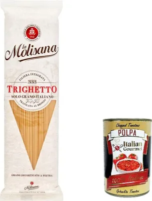 Produktbild von 20x La Molisana Trighetto N. 333 Pasta Lenta Lavorazione Teigwaren aus Hartweizengrieß Bronze-Zeichnung 500g + Italian Gourmet Polpa 400g