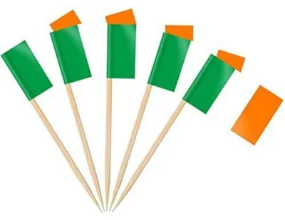 Zdjęcie produktu dla Miniatury flag irlandzkich na patyczkach, 200 sztuk. Idealne do dekoracji koktajli i babeczek
