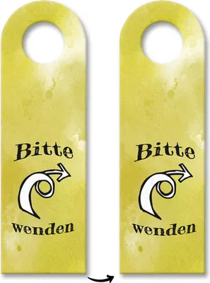 Produktbild von Türhänger Bitte wenden Scherzartikel in gelb