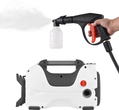 Produktbild von Kompakter Hochdruckreiniger, 1523 PSI, 2000 W, elektrischer Hochdruckreiniger mit Wassernippel / 23,4 Fuss Schlauch / Spruehgeraet / Schaumtopf / 18šC32 mm Universalanschluss. Hochdruckreiniger reinigt Autos/Garten/Zaeune/Terrassen/Einfahrten