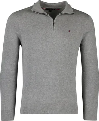 Obrázek produktu pro Tommy Hilfiger 8720637362037, Dospělý, Muži, Svetr, Šedá, Rolákový límec s 1/4 zipem, Dlouhý rukáv