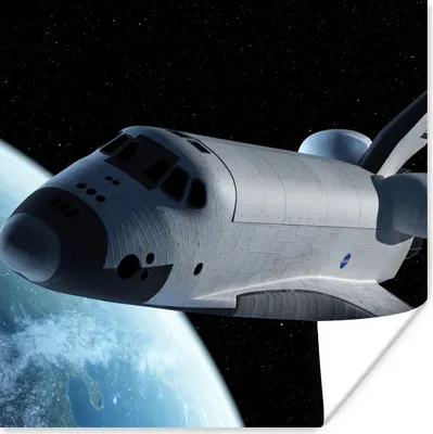 Produktbild von MuchoWow® Poster Space Shuttle über der Erde 30x30 cm - Wandposter - Printing