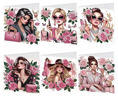 Diamond Painting Wenskaarten Set, 6 Stück mit Umschlägen