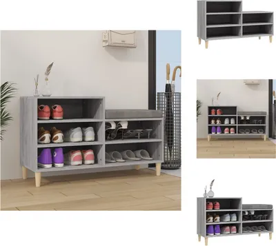 Zdjęcie produktu dla vidaXL Stojak na buty szary Sonoma 102x36x60 cm Materiał drewnopochodny - Stojaki i szafki na buty