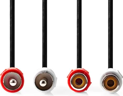 Zdjęcie produktu dla Nedis CAGL24205BK20, 2 x RCA, Męska, 2 x RCA, Żeńska, 2 m, Czarny