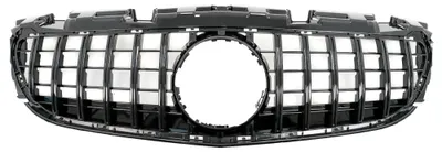 Image de Grille pour Mercedes SLC R172 restylée (modèles de 2016 à 2019), style GT-R Panamericana, finition noir brillant.