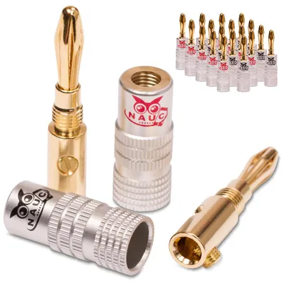 Produktbild von 20x High End Bananenstecker NAUC Bananas 24K vergoldet Banana für Kabel bis 6mm²