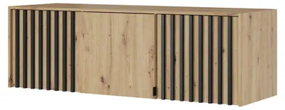 Produktbild von Schrankaufsatz Aufsatz für Kleiderschrank STILO 3D 155 cm Artisan Eiche Schwarze Lamellen