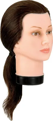 Produktbild von Bergmann Teeny Echthaar-Frisierkopf als Übungskopf, 30-35 cm Haarlänge, braun