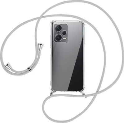 Produktbild von Handykette Backcover-Schutzhülle mit Band (Metall silberfarben) für Xiaomi Redmi Note 12 Pro Plus - silbergrau