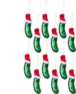 Produktbild von 12 Stück Weihnachtsgurke Glas mit Nikolausmütze