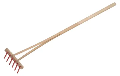 Imagen del producto de Azada roja con mango de 6 clavijas, de madera/plástico, 90 cm, herramienta
