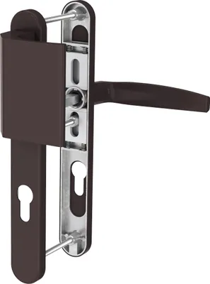 Produktbild von Schmalrahmengarnitur 92mm PZ Lochung Aluminium Braun Türbeschlag Nebeneingangstür Stossgriff/Drücker 87-102mm nein
