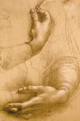 Produktbild von Leonardo Da Vinci Kunstdruck Bild - Handstudie, Circa 1478 (180 x 120 cm)