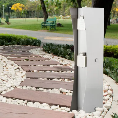 Produktbild von Ledino Steckdosensäule 2er Connect D2, Edelstahl Außen Design Stromsäule