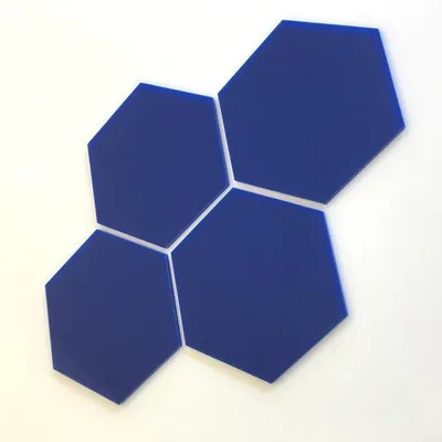 Produktbild von Sechseckige, bruchsichere und kindersichere Wandfliesen in Blau, 10 Stück, 12 x 12 cm