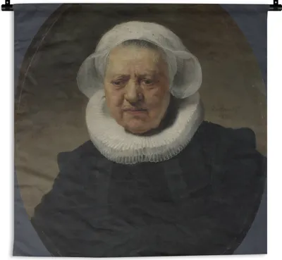 Produktbild von MuchoWow® Wandteppich Wandbehang Porträt von Aechje Claesdr - Rembrandt van Rijn 150x150 cm Tapisserie Dekoration Wandtuch - Wohnaccessoires - Modernes