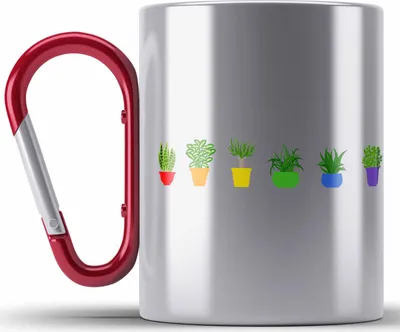 Produktbild von Trendation - Regenbogen Edelstahl Tasse Karabiner Geschenk LGBT Schwule Lesben Transgender Grafik Pride Pflanzen Grafik (Rot)