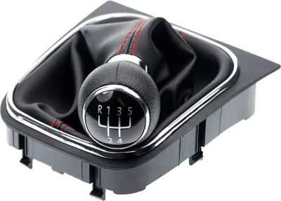 Produktbild von Schaltsack Schaltmanschette Naht Rot Schaltknauf VW EOS Jetta Golf 5 + 6 Scirocco mit Chrom Rahmen 5Gang